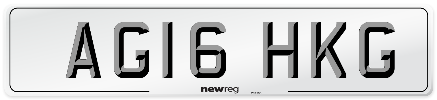 AG16 HKG Number Plate from New Reg